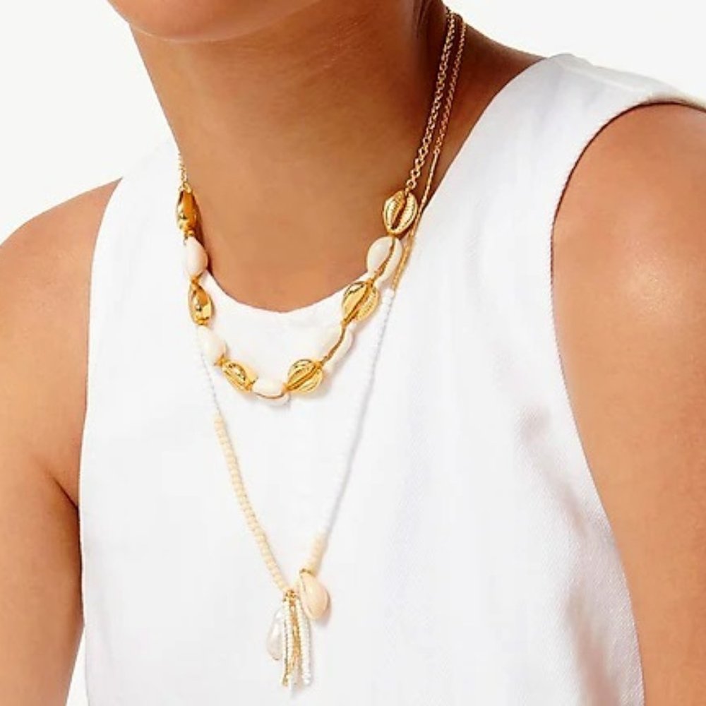J CREW Seaside Layered Necklace in White